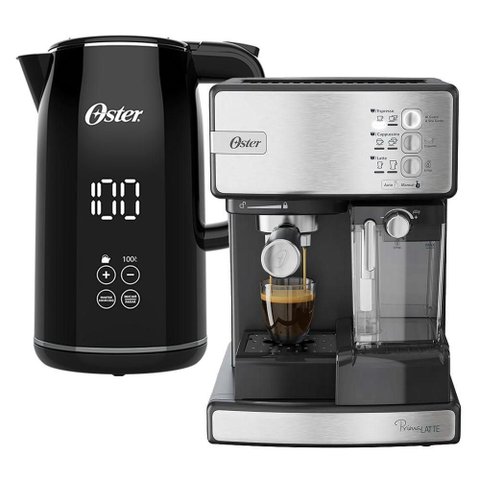 Kit Cafeteira Espresso Nova Primalatte e Chaleira Digital Black Oster 1,7l 220v