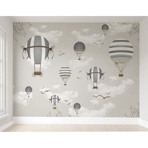 Papel de parede infantil Safári animal balão M² 50B