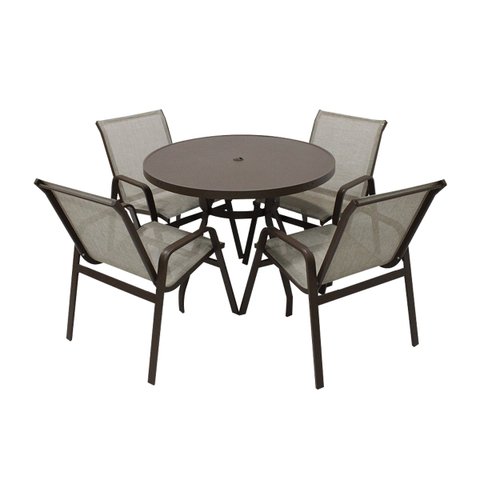 Jogo de Mesa 1,00m Tampo Aluminio 4 Cadeiras Piscina Jardim