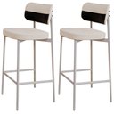 Ver imagem 1 de Kit 02 Banquetas Alta Bar Cozinha Sala de Jantar Aço Branco Kaira C01 Linho Palha Courino Preto - Ly