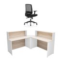 Ver imagem 1 de Balcão de Atendimento em L 120x60cm para Loja e Recepção + Cadeira Ergonômica Netflex Reclinável