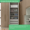 Ver imagem 4 de Guarda-roupa Modulado 80cm 2 Portas com Espelho 3 Gavetas Seletto Henn - Areia/jequitibá