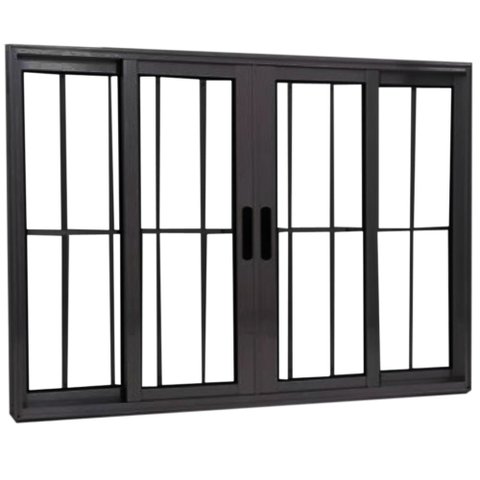 Janela Vitro 4 Folhas Alumínio Preto Linha Veneza com Grade:100 x 150