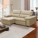 Ver imagem 1 de Sofa Retratil Reclinavel 2 Lugares 1,80m Crystal Veludo Bege Lansofbr