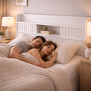 Ver imagem 5 de Cabeceira MDF Cama Casal Aurora Prateleira Organizadora Quarto Box 147cm Montagem no Chão Branco