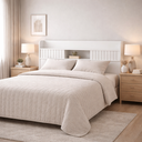 Ver imagem 1 de Cabeceira MDF Cama Casal Aurora Prateleira Organizadora Quarto Box 147cm Montagem no Chão Branco