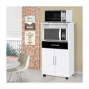 Ver imagem 1 de Balcão Ipe 2pts Microo e Forno C/gav e Rodízios Branco/ Preto