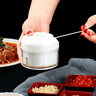 Mini Triturador Processador Cortador Manual Alimentos Lâminas Cordinha Cebola Alho Legumes Temperos  - 9