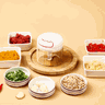 Mini Triturador Processador Cortador Manual Alimentos Lâminas Cordinha Cebola Alho Legumes Temperos  - 8