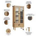 Ver imagem 3 de Cristaleira Porta de Vidro 80cm 2 Portas Pé Madeira Luara Hanover A10 - Mpozenato
