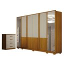 Ver imagem 1 de Guarda Roupa Casal Urban 6 Portas com Espelho com Cômoda Rubi 4 Gavetas Cinamomo Off White – Leifer