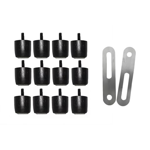 12 Mini Pés Preto 3 Cm de Altura P/ Cama Box + 2 Chapa União