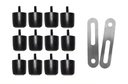 Ver imagem 1 de 12 Mini Pés Preto 3 Cm de Altura P/ Cama Box + 2 Chapa União