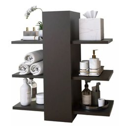 Gabinete Armário De Banheiro Para Pia De Coluna Preto AJL STORE Gabinete de Banheiro Armário Nichos - 1