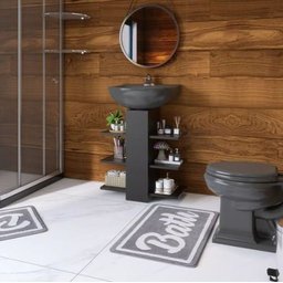 Gabinete Armário De Banheiro Para Pia De Coluna Preto AJL STORE Gabinete de Banheiro Armário Nichos - 4