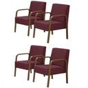 Ver imagem 1 de Kit 4 Poltronas 1 Lugar Jade Pé Madeira D Salla Suede Bordô