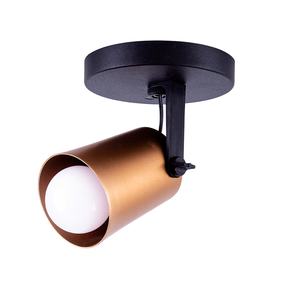 Luminária de Teto Spot Sobrepor Direcionável Fokus 1 Lâmpada E27 Moderno Bivolt:Dourado/110V/220V
