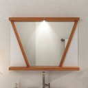 Ver imagem 4 de Conjunto para Banheiro Completo com Gabinete Madeira Maciça Cuba Sobrepor e Espelho com LED - Linha