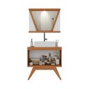 Ver mais imagens de Conjunto para Banheiro Completo com Gabinete Madeira Maciça Cuba Sobrepor e Espelho com LED - Linha ÔNIX 80cm