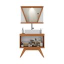 Ver mais imagens de Conjunto para Banheiro Completo com Gabinete Madeira Maciça Cuba Sobrepor e Espelho com LED - Linha Ônix 80cm Marrom/Cinamomo/Branco