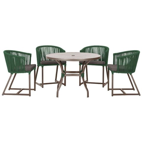 Mesa com 4 Cadeiras e Noronha Estofado 11 Trama Original Verde