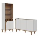 Ver imagem 1 de Balcão Buffet e Cristaleira com Adega Madrid C05 Off White Matte/freijó - Mpozenato