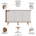 Ver imagem 7 de Balcão Buffet e Cristaleira com Adega Madrid C05 Off White Matte/freijó - Mpozenato