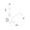 Ver imagem 2 de Torneira Cozinha Bica Movel Parede 1165 C 22 1/2 Ba Bl Cinza/Cromado Meber Metais
