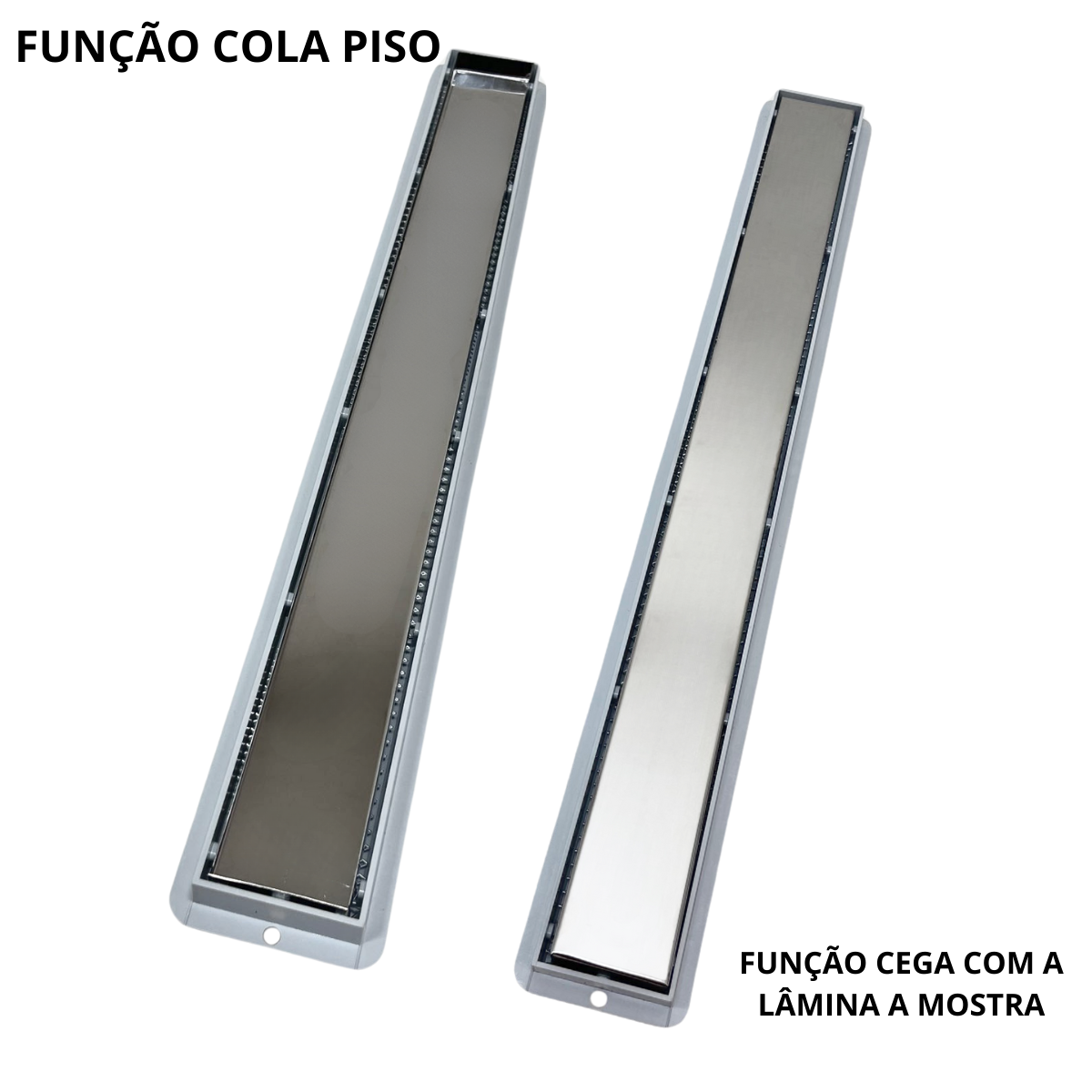 Ralo Linear Oculto 5cm X 50cm Inox com Tela e Cocho Cinza - 3