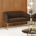 Ver imagem 5 de Sofá Namoradeira 2 Lugares Base Industrial Dourado Stella Suede D03 - D'Rossi Cor Marrom