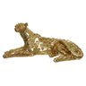 Escultura Decorativa Leopardo Deitado em Resina Dourado 25cm - 1