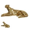 Escultura Decorativa Leopardo Deitado em Resina Dourado 25cm - 2