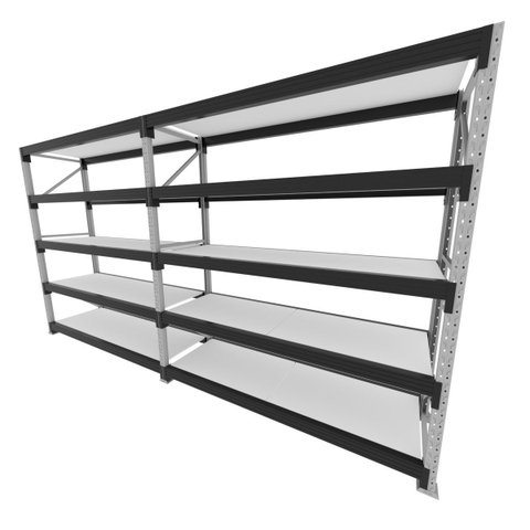 Mini Porta Pallet 200 Kg por Nivel Inicial + Continuação com 5 Niveis Preto com Mdf Branco