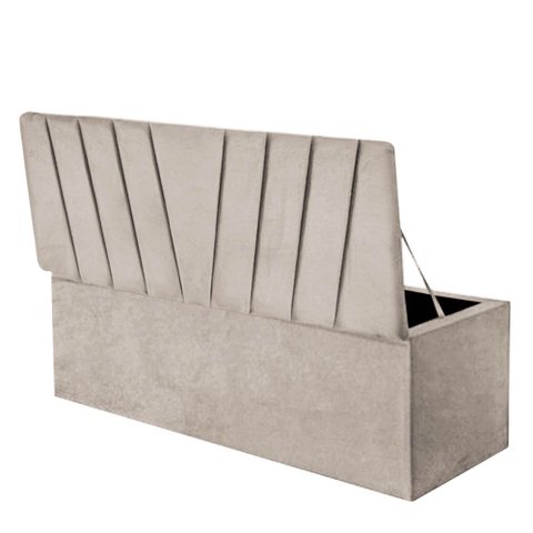 Calçadeira Baú Recamier Estofada Cama de Casal 140cm Bélgica Suede Bege- Mabe Magazine