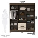 Ver imagem 3 de Guarda Roupa Casal 6 Portas 3 Gavetas Capelinha com Espelho 100% Mdf Débora