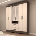 Ver imagem 1 de Guarda Roupa Casal 6 Portas 3 Gavetas Capelinha com Espelho 100% Mdf Débora