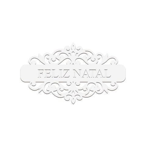 Placa Feliz Natal com Arabesco 30cmx17cm - Cria Arte Laser Branco