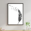 Ver imagem 1 de Quadro Pena Pássaros Voando 24x18cm - com vidro:Madeira preta