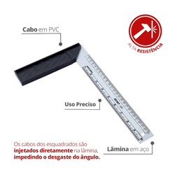 Esquadro com Cabo de Pvc 10'' 25cm Durín - 2