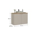 Ver imagem 3 de Gabinete de Banheiro 90cm x 65cm Nature Bege/Panna/Carvalho