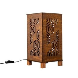 Abajur Luminária De Mesa Sala Quarto Moderno Madeira Inovado:Abajur Madeira - 1