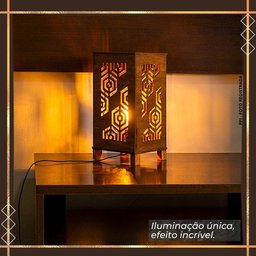 Abajur Luminária De Mesa Sala Quarto Moderno Madeira Inovado:Abajur Madeira - 3