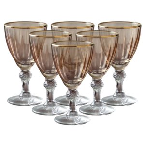 Jogo de Taças Dominic Âmbar Filete Dourado 55ml - 6 Pçs