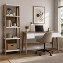 Ver imagem 1 de Mesa Escrivaninha 3 Gavetas e Estante 4 Prateleiras Soul A03 Hanover Off White - Lyam Decor
