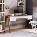 Ver imagem 4 de Mesa Escrivaninha 3 Gavetas e Estante 4 Prateleiras Soul A03 Hanover Off White - Lyam Decor