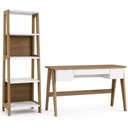 Ver imagem 2 de Mesa Escrivaninha 3 Gavetas e Estante 4 Prateleiras Soul A03 Hanover Off White - Lyam Decor