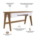 Ver imagem 6 de Mesa Escrivaninha 3 Gavetas e Estante 4 Prateleiras Soul A03 Hanover Off White - Lyam Decor