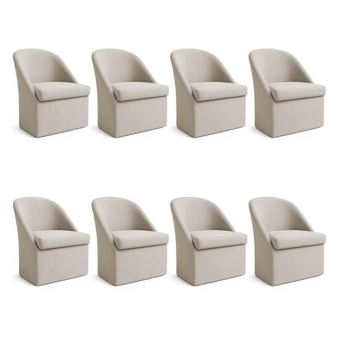 Kit 8 Poltronas Decorativas Malli Linho - Pallazio Cor:Bege
