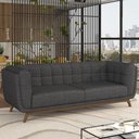 Ver imagem 1 de Sofá 02 Lugares para Sala de Estar Pés em Madeira 180cm Florian M03 Linho Chumbo - Lyam Decor