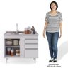 Balcão Gabinete Com Pia Inox 100cm 3 Portas 2 Gavetas Luziania Branco - Lumil Móveis - 6
